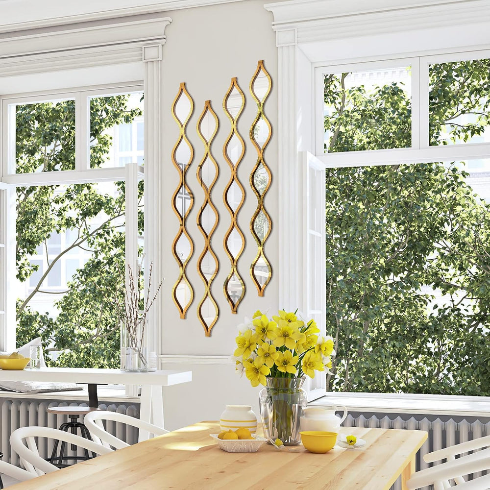 Yulejo 6 Pcs Acrylic Teardrop Mirror Wall Decor, Boho Wall Art, Gold Edge