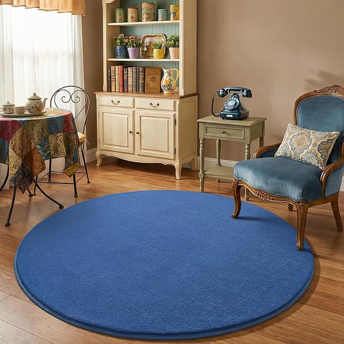 Amearea Blue Round Area Rugs 5ft Washable Circle Rugs - Image 6