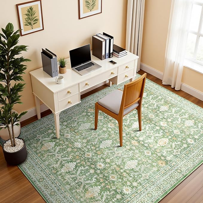 Lofus 6x9 Area Rug for Living Room, Light Green Washable Area Rugs - Image 3
