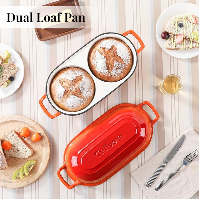 Cast Iron Bread Pan with Lid, Mini Enamel Sourdough Baking Dutch Oven Pot - Image 4