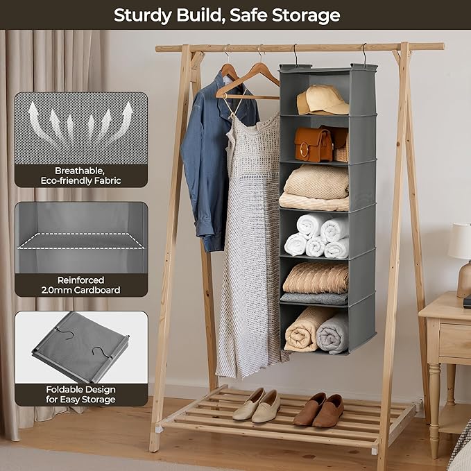 GRANNY SAYS 6 Shelf Hanging Closet Organizers and Storage, Collapsible Closet - Image 4