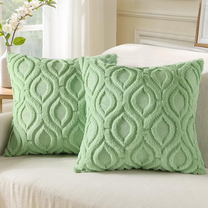 decorUhome Summer Throw Pillow Covers 26x26 Inch Set of 2, Soft Plush Faux Wool by decorUhome