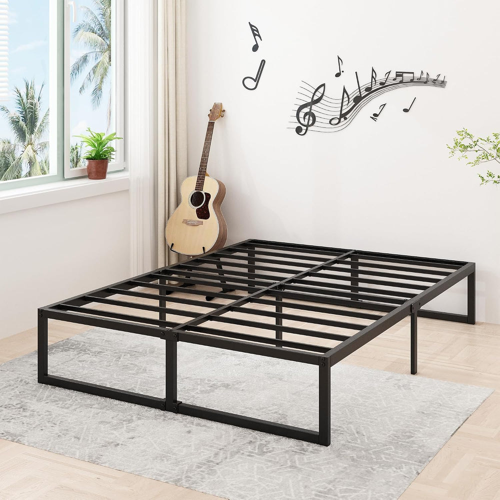 Lutown-Teen 14 Inch Full Size Bed Frame with Heavy Duty Steel Slat Support