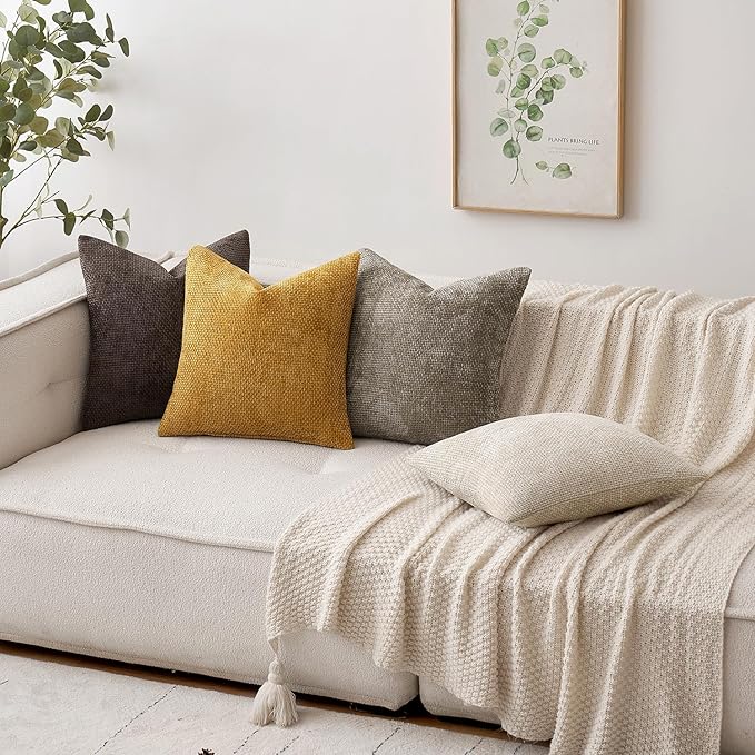 MIULEE Pack of 2 Couch Throw Pillow Covers 18x18 Inch Neutral Gold Modern Boho - Image 3
