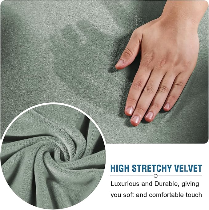 H.VERSAILTEX Real Velvet Plush 3 Piece Stretch Sofa Covers Couch Covers - Image 5