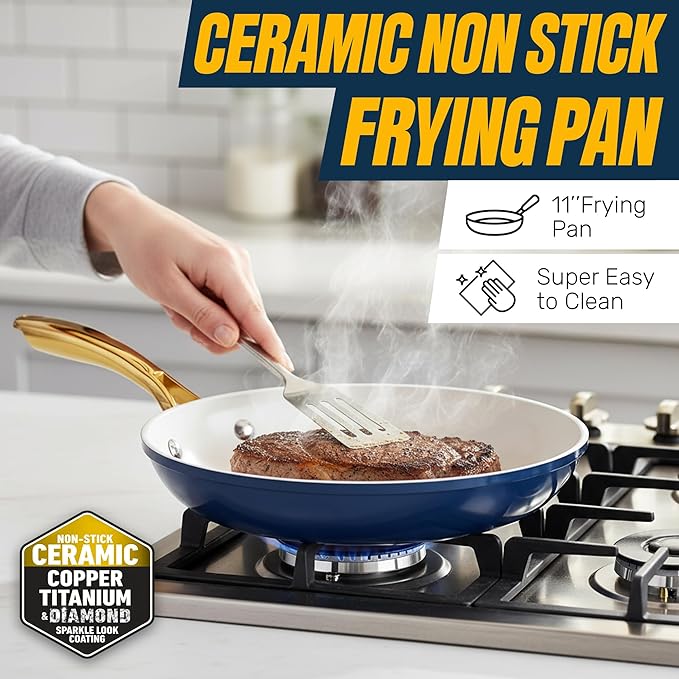GOTHAM STEEL 11 Inch Non Stick Frying Pans Nonstick Skillet, Ceramic Pan - Image 2