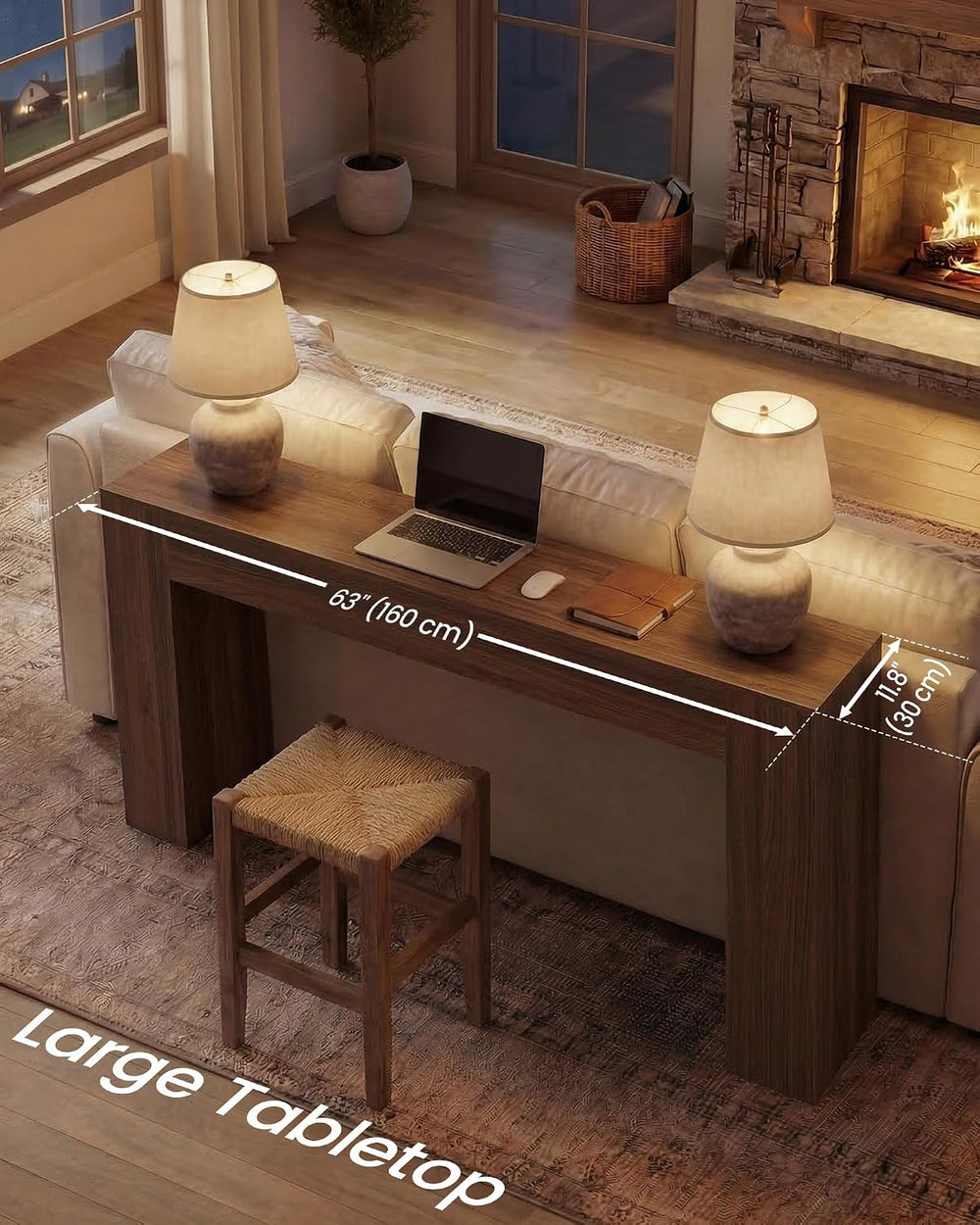 VASAGLE 63 Inches Entryway Table, Thick Tabletop Console Table, Farmhouse | L...