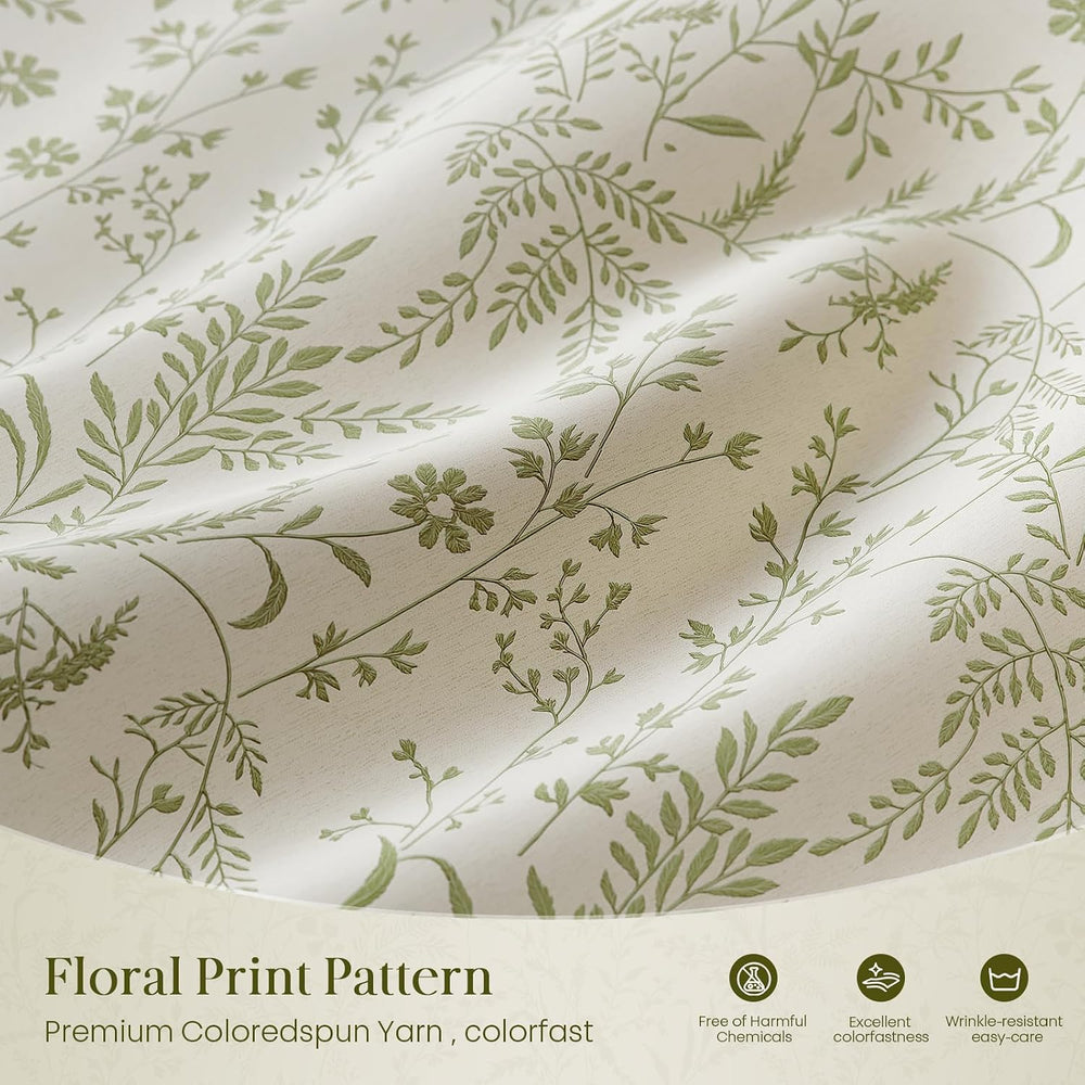 Rinwoc Vintage Leaf and Floral Print Blackout Curtains Set of 2 Panels 84 Inc...