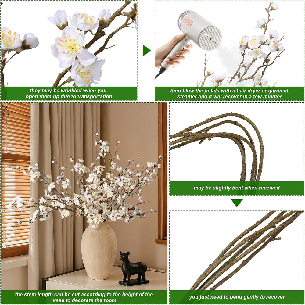 florisso 6 PCS Artificial Cherry Blossom Branches Spring Indoor Decoration, F...
