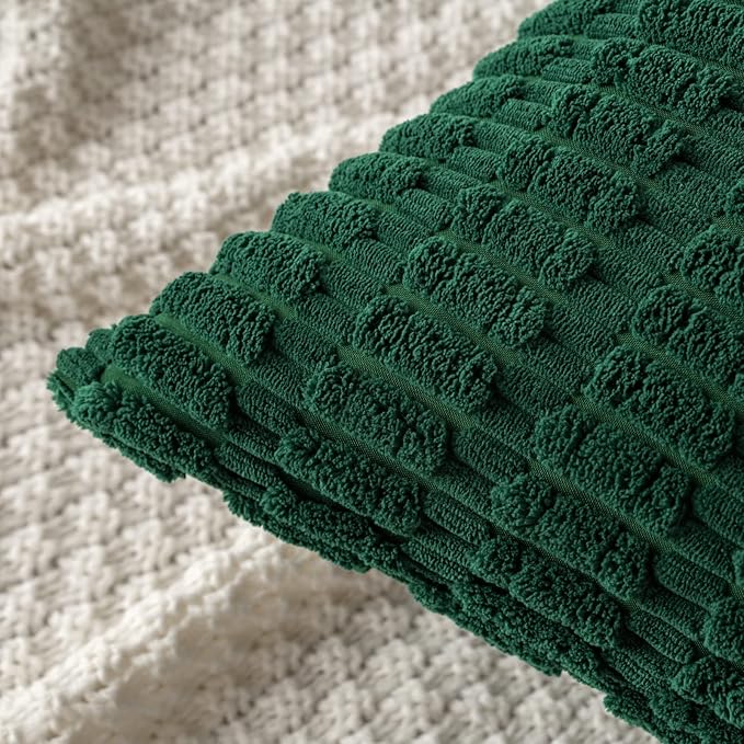 MIULEE Pack of 2 Dark Green Corduroy Decorative Pillow Covers 20x20 Inch Soft - Image 4