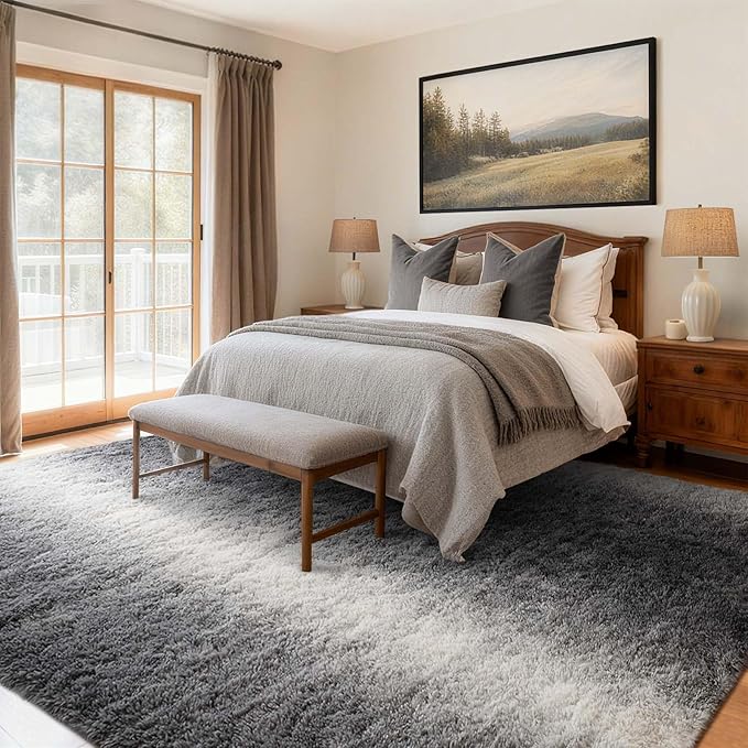Area Rugs for Living Room, Tie-Dyed 5x7 Feet Soft Fluffy Shagg Plush Rug High - Image 3