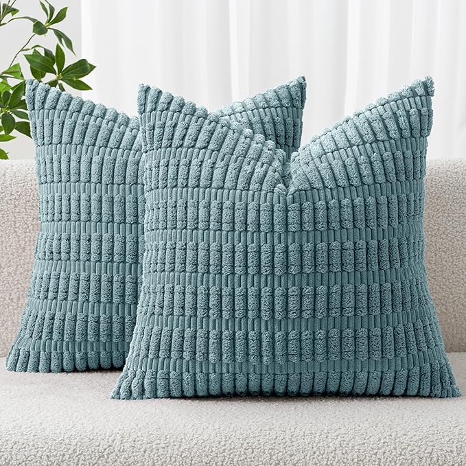 MIULEE Pack of 2 Corduroy Decorative Throw Pillow Covers 16x16 Inch Soft Boho by MIULEE