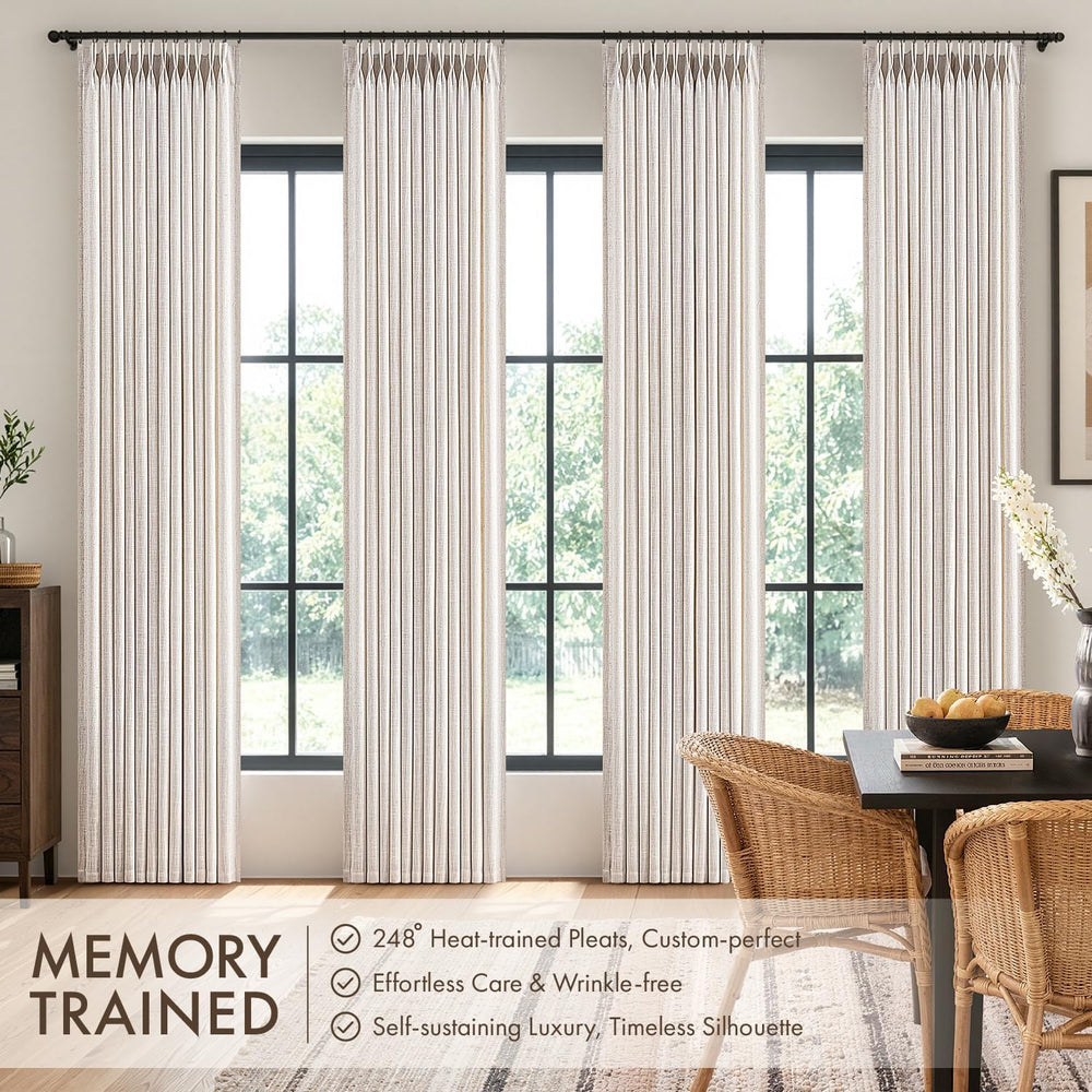 MIULEE 4 Panels Set Pinch Pleated Linen Curtains 90 Inches Long Natural