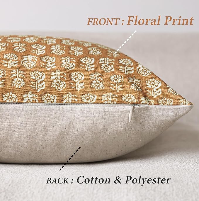 Foindtower Set of 2 Decorative Vintage Floral Print Throw Pillow Cover Neutral - Image 2