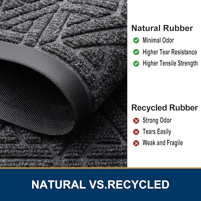 Smiry Front Door Mat Outside Entrance, Heavy Duty Sturdy Natural Rubber Doormat - Image 5