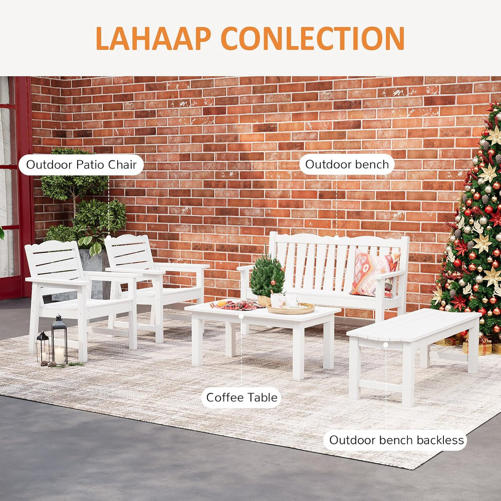 Outdoor Bench, 2-Person Patio Backless Bench Holds up to 800lbs, Weatherproof...