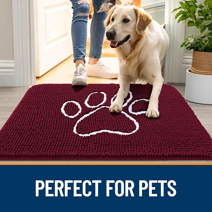 OLANLY Dog Door Mat for Muddy Paws 40x32, Paw Print Design, Absorbs Moisture - Image 6