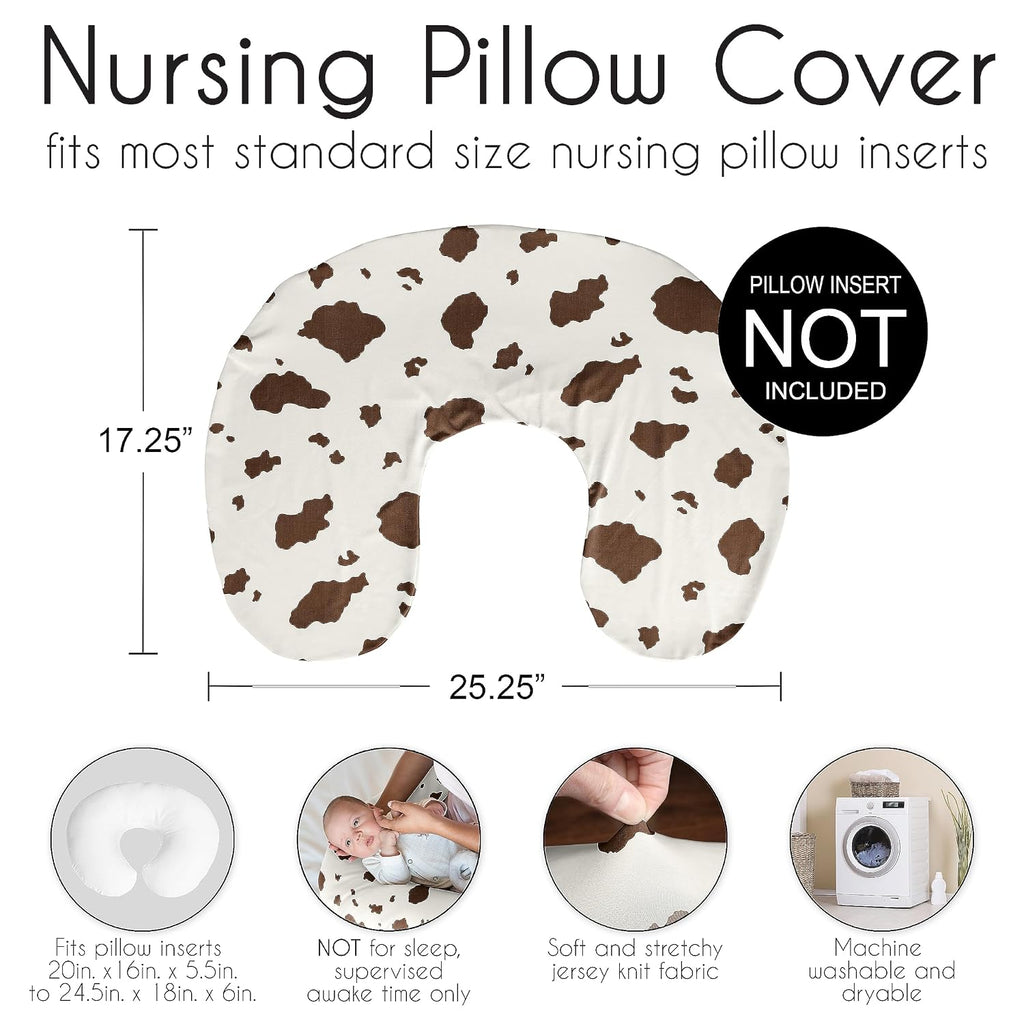 Sweet Jojo Designs Western Cow Print Boy Girl Gender Neutral Nursing Pillow Cover Baby Breastfeeding Slipcover Infant Newborn Nursery Bottle Pillowcase (Pillow NOT Included) - Ivory Wild West Cowboy