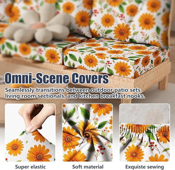 8Pcs Stretch Patio Cushion Covers, Outdoor Couch & Sofa Replacement Slipcovers - Image 4