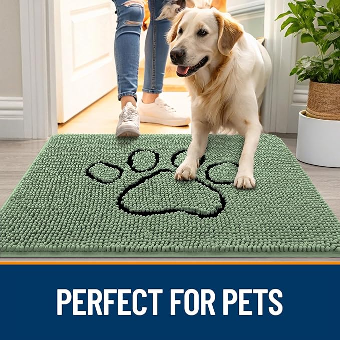 OLANLY Dog Door Mat for Muddy Paws 36x24, Paw Print Design, Absorbs Moisture - Image 6