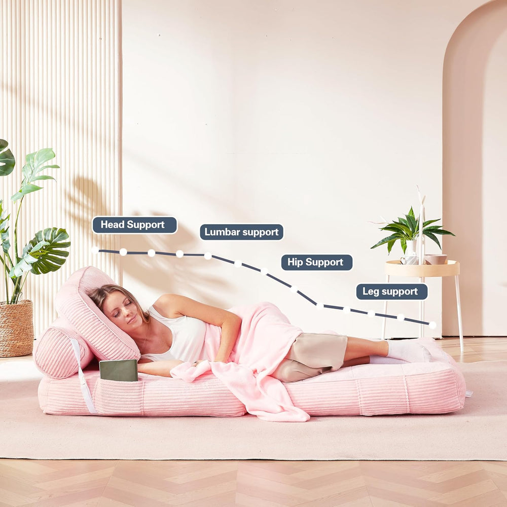 Futon Sofa Bed Chair - Convertible Sleeper Bed for Small Space, No Assembly R...