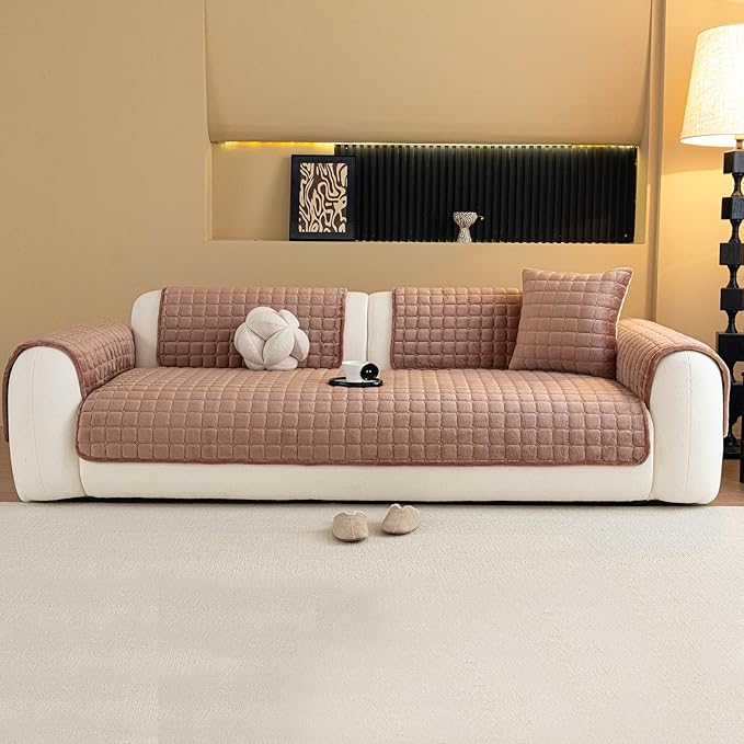 Velvet Couch Cover, Plush Sectional Sofa Cover Washable, Anti Slip Sofa - Image 7