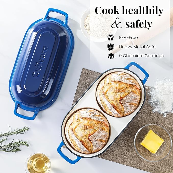 Cast Iron Bread Pan with Lid, Mini Enamel Sourdough Baking Dutch Oven Pot
