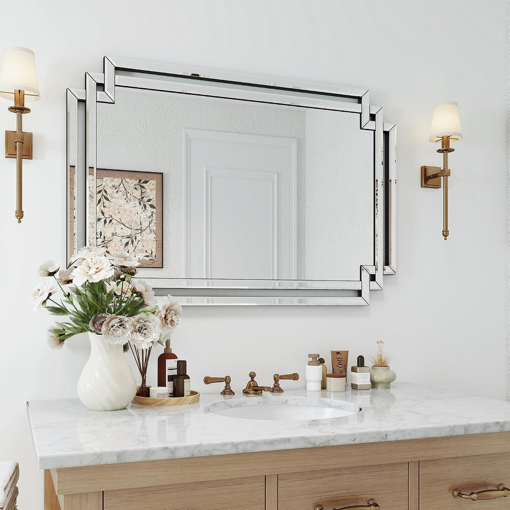 Modern Large Living Room Decorative Mirror with Mirrored Frame