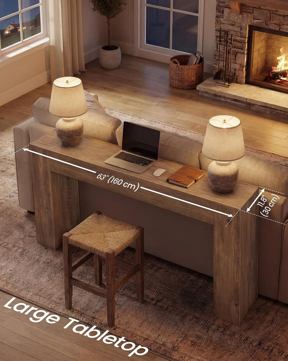 VASAGLE Entryway Table, Thick Tabletop Console Table, Farmhouse | Long Consol...