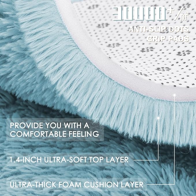 OLANLY Light Blue Round Rugs for Bedroom - Image 7