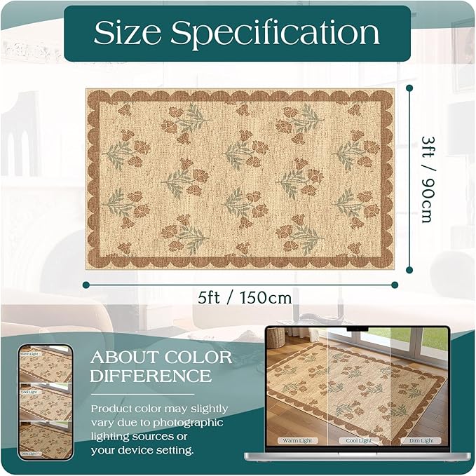 3x5 Floral Entry Rug