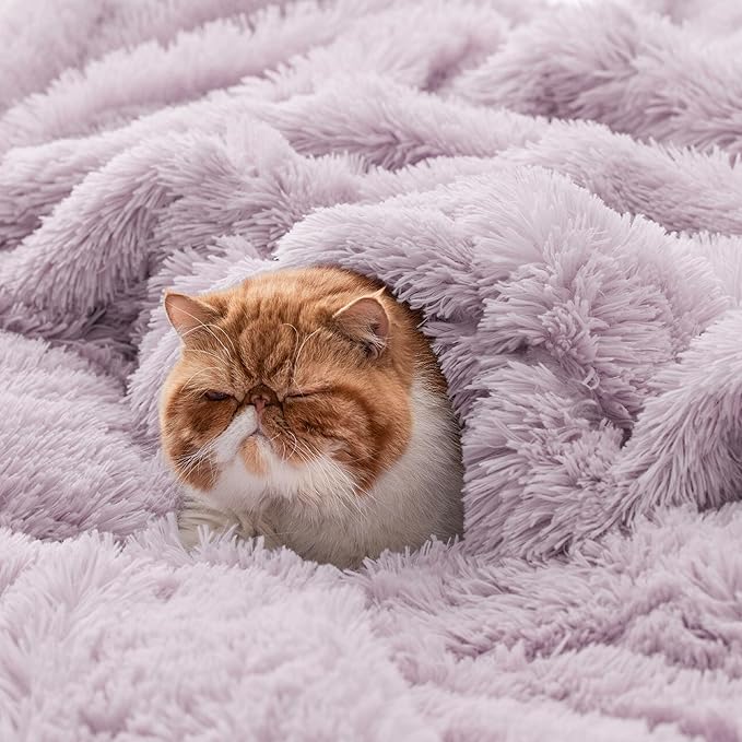 Bedsure GentleSoft Fuzzy Sherpa Faux Fur Twin Blanket Lavender Purple Cozy Gifts - Image 4