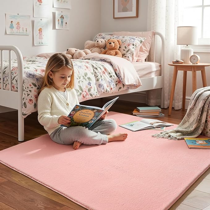 Amearea 5x5 Square Area Rugs for Bedroom Living Room, Modern Pink Thickened - Image 2