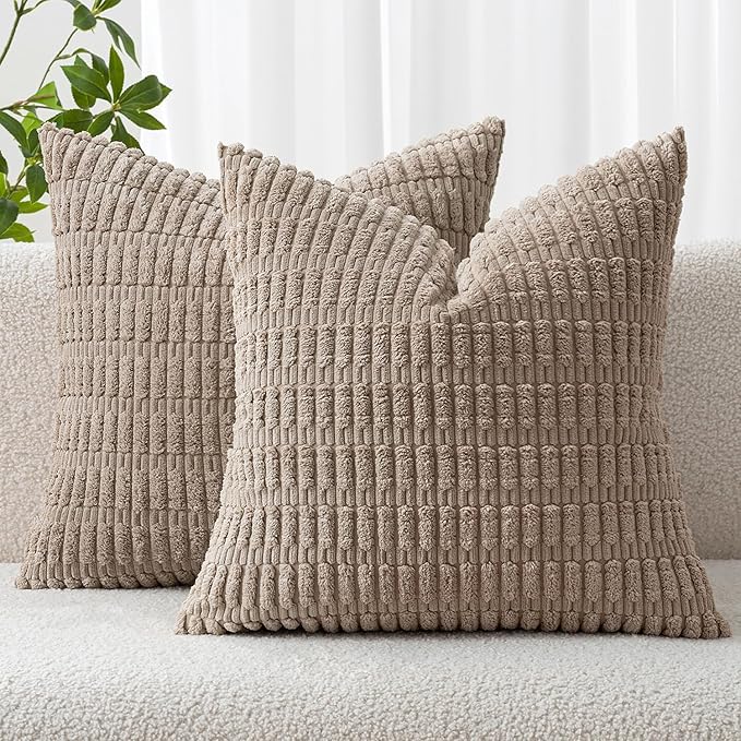 MIULEE Pack of 2 Corduroy Decorative Throw Pillow Covers 20x20 Inch Soft Boho by MIULEE