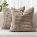 MIULEE Pack of 2 Corduroy Decorative Throw Pillow Covers 16x16 Inch Soft Boho by MIULEE