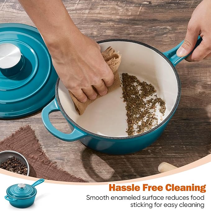 Homikit 3 Quart Saucepan with Lid, Enameled Cast Iron Saucepan - Image 6