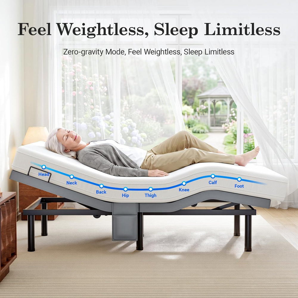 Adjustable Bed Frame Twin XL with Massage, Electric Bed Base Frame with Adjus...