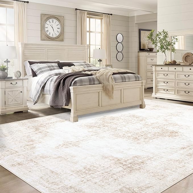 Area Rugs 8x10 Vintage Rug: Large Washable Living Room Rug Retro Medallion - Image 3