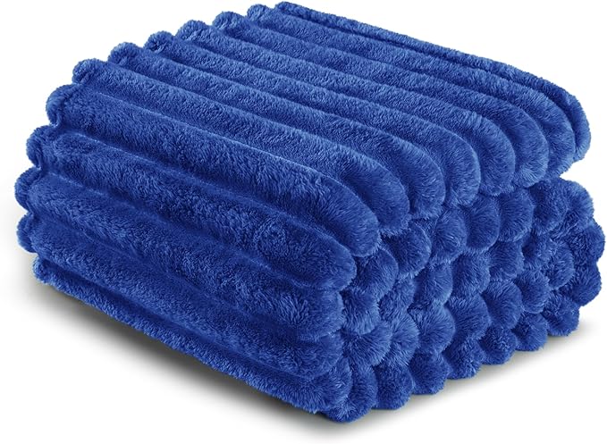 Exclusivo Mezcla King Size Flannel Fleece Blanket, Super Soft Striped Jacquard - Image 6