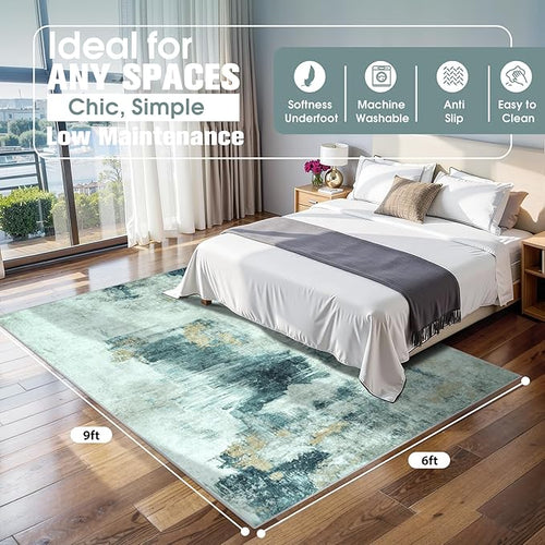 6x9 Area Rugs for Living Room Rug Washable: Abstract Rug for Dining Room - Image 2