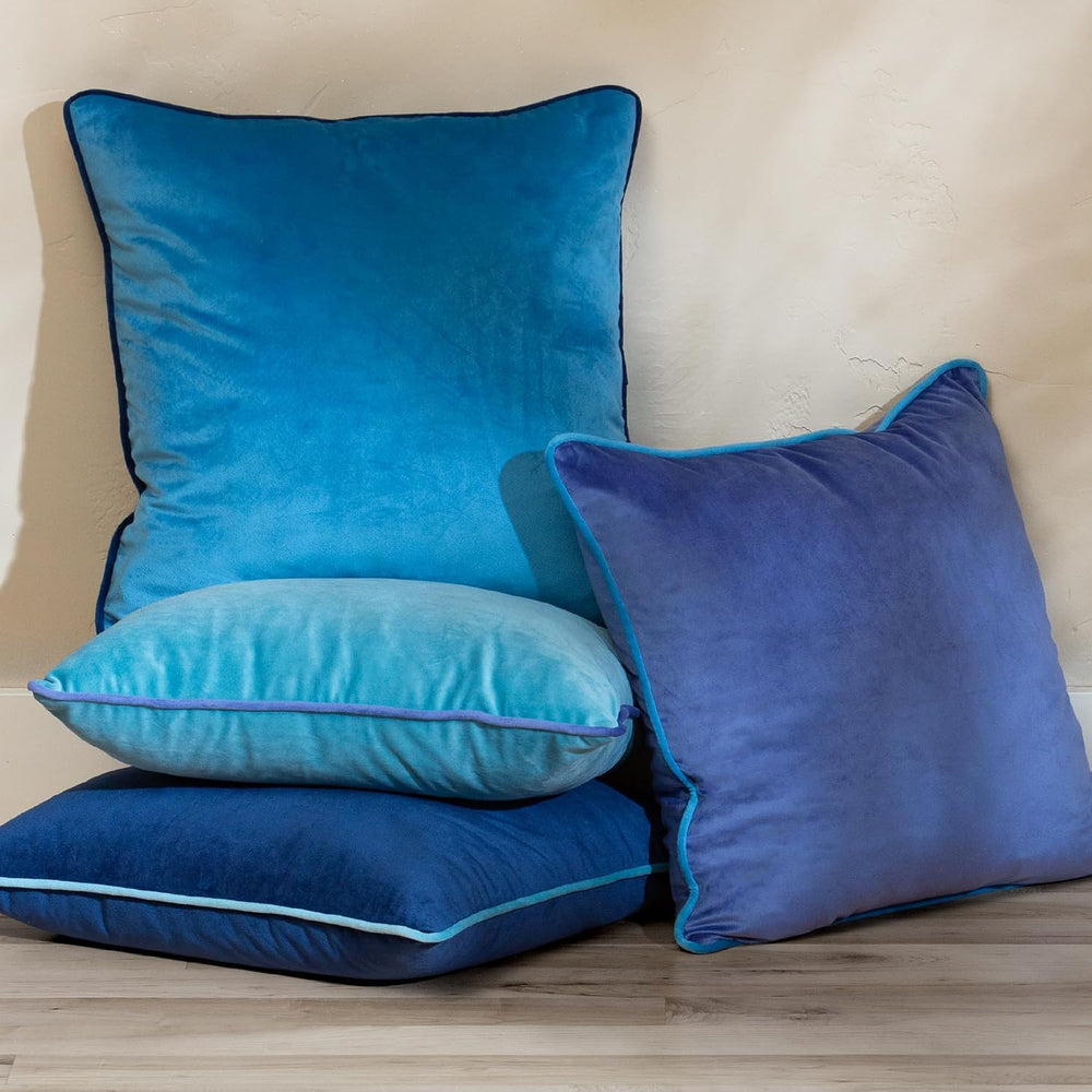 Teal Blue Coastal Decorative Throw Pillow Covers, Set of 4, 18x18 Inch Beach ...