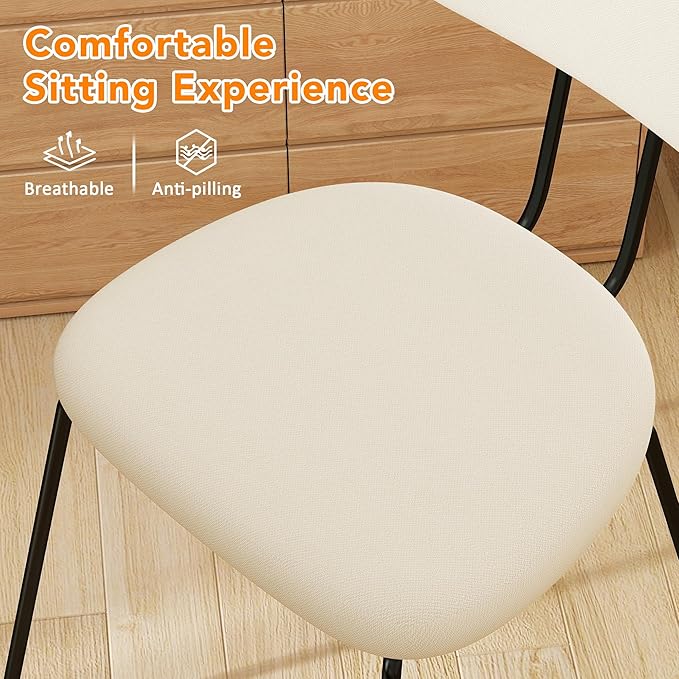 LSSPAID Dining Chairs Set of 4, Linen Fabric Upholstered Dining Room Chairs w...