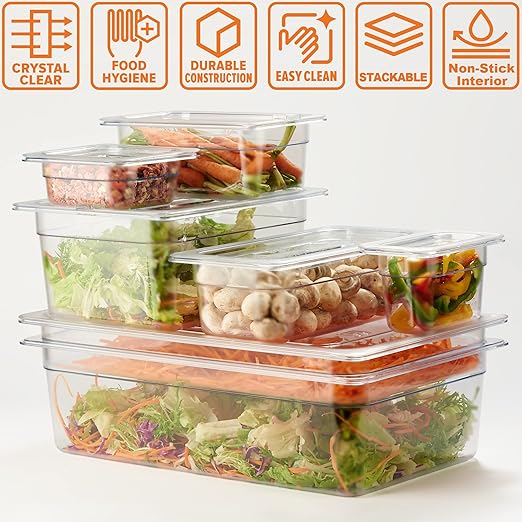 CURTA 6-Pack 1/4 Size 6" Deep NSF Polycarbonate Food Pans | Dishwasher & - Image 6