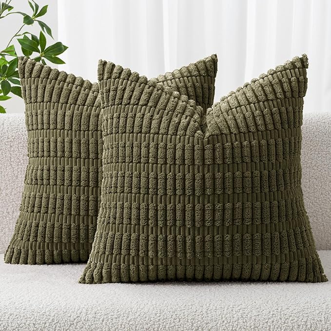 MIULEE Pack of 2 Spring Corduroy Decorative Throw Pillow Covers 20x20 Inch Soft by MIULEE