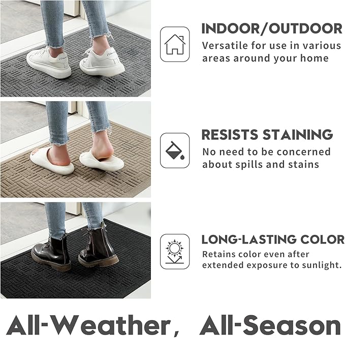 Mibao Front Door Mat Indoor Outdoor Entrance, Dirt Trapping Waterproof - Image 6