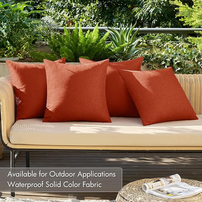 MIULEE Pack of 4 Decorative Burnt Orange Throw Pillow Covers Linen Waterproof - Image 3
