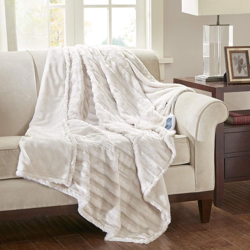 Beautyrest Duke Blanket Luxury Oversize Electric Throw Premium Soft Cozy Brus...