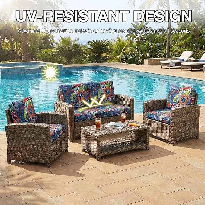 hyha 14Pcs Patio Cushion Covers, Stretch Outdoor Couch Cushion Covers - Image 6