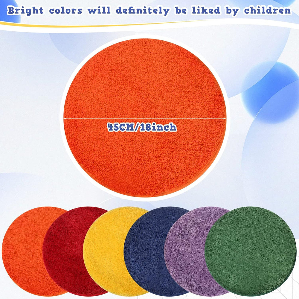 Funtery 6 Pcs Round Classroom Carpet Seats 18 Inch, 6-Color Set,Round