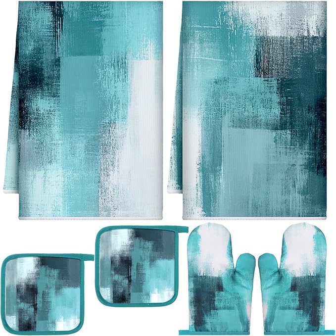 Bencailor 6 Pcs Teal Kitchen Accessories Teal Kitchen Towels Pot Holders and by Bencailor